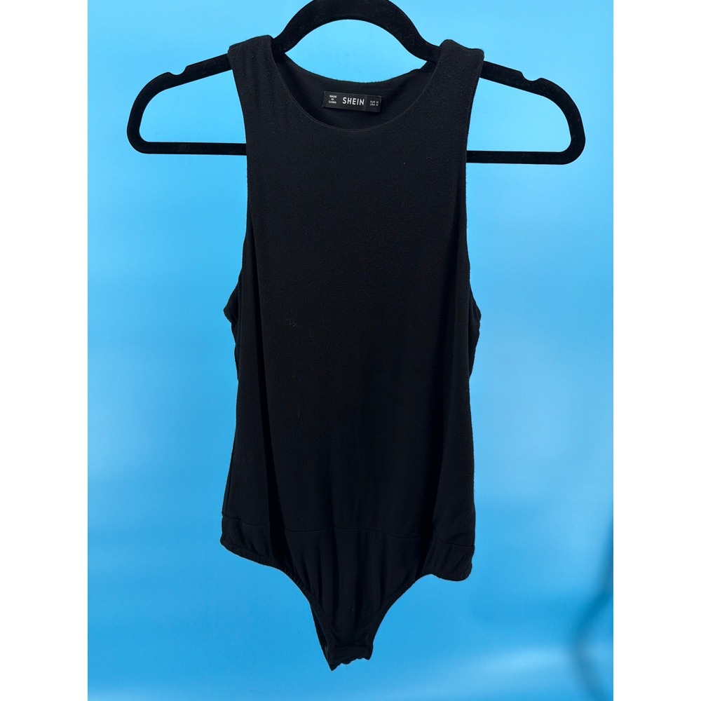 SHEIN Black Sleeveless Racerback Crew Neck Bodysuit Size M Medium